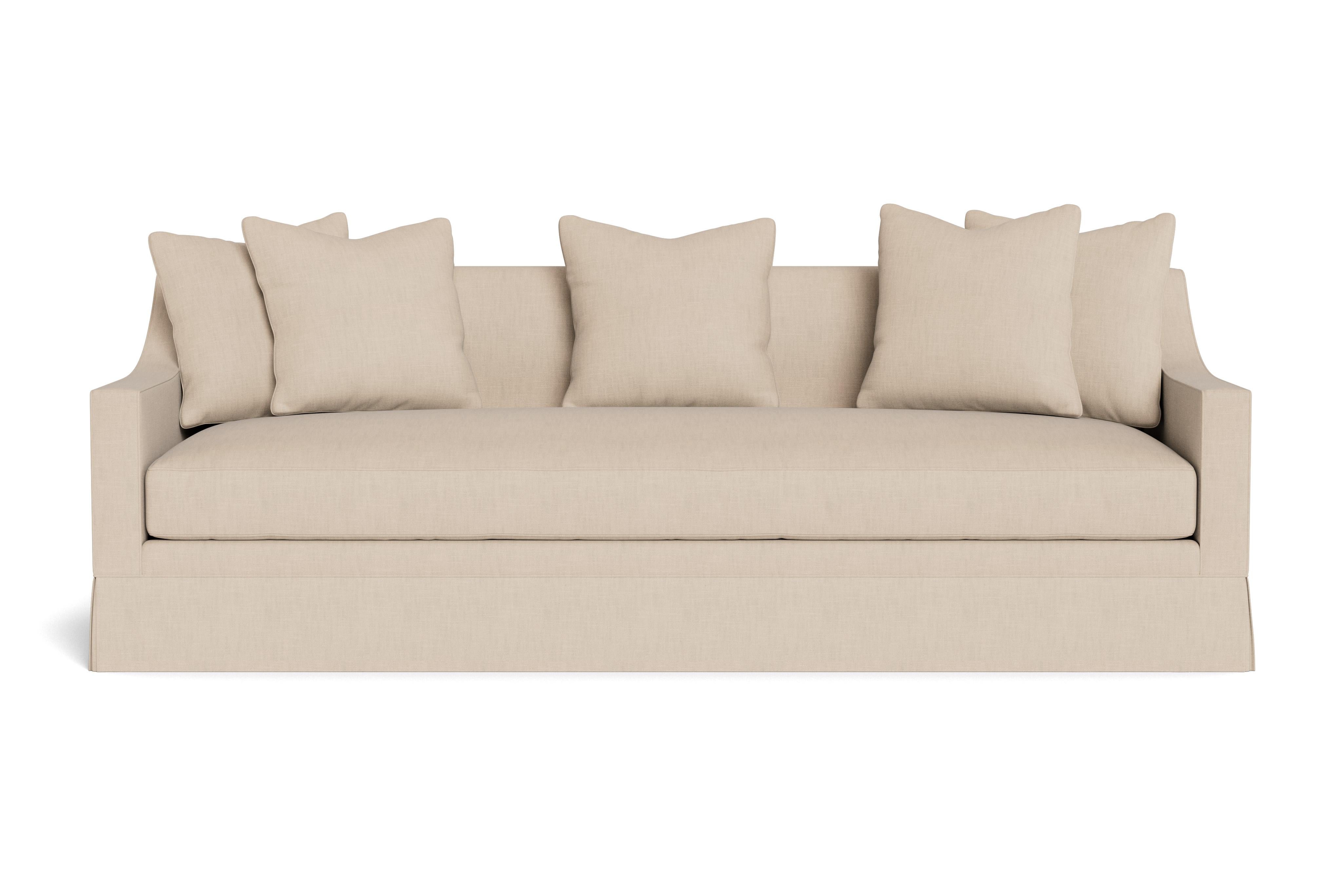 Ein hübsches, modernes Sofa mit abgeschrägten Armlehnen. Elegantes Schnittmuster, ergänzt durch ein einzelnes Sitzkissen und vier lose Kissen (21