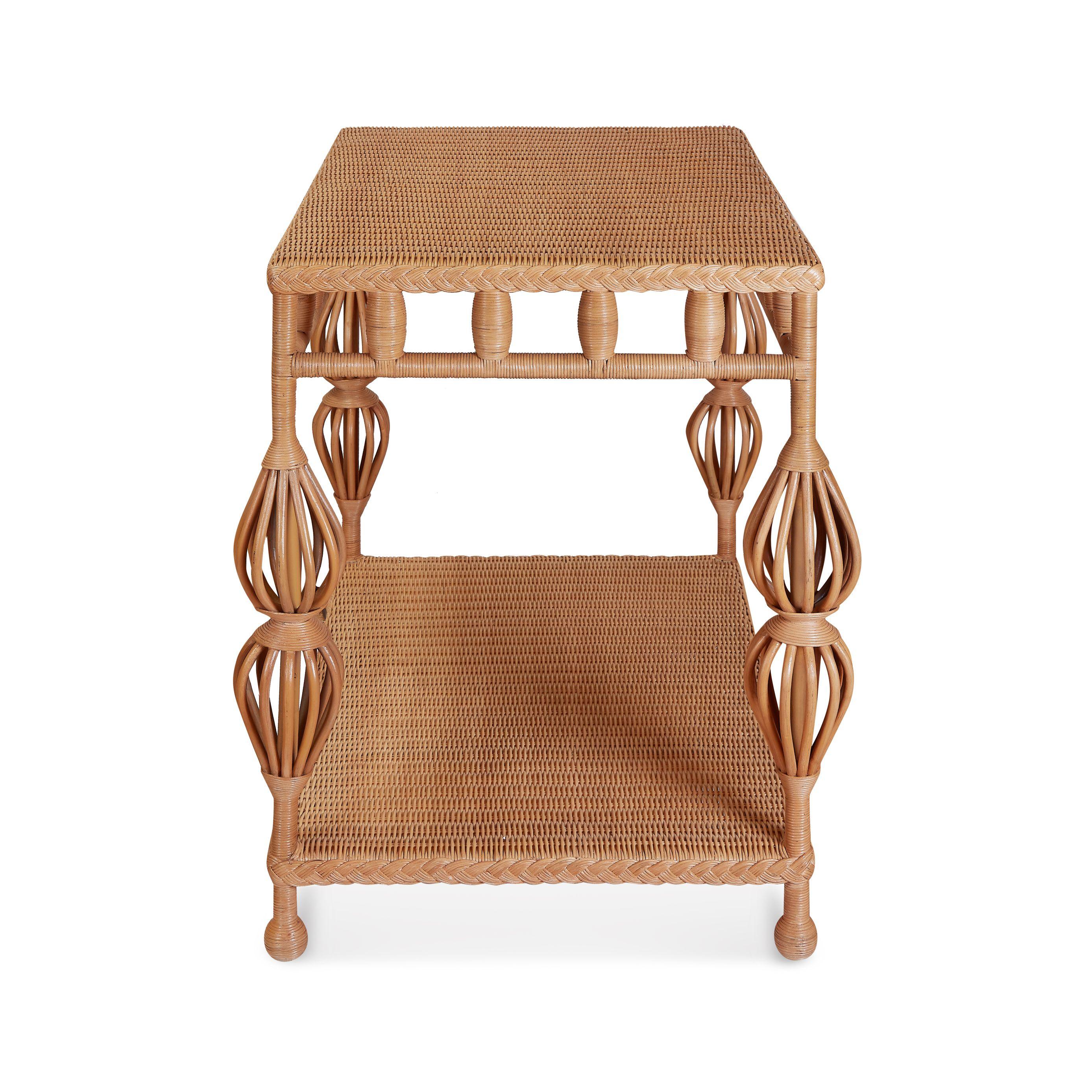 Indonesian Bunny Williams Home Kenan Wicker Side Table For Sale