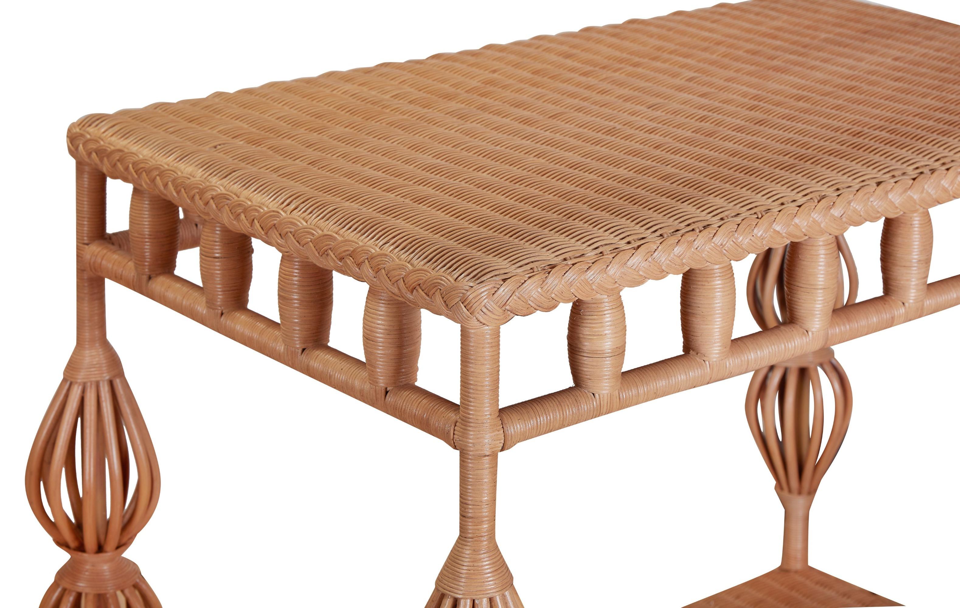 Contemporary Bunny Williams Home Kenan Wicker Side Table For Sale