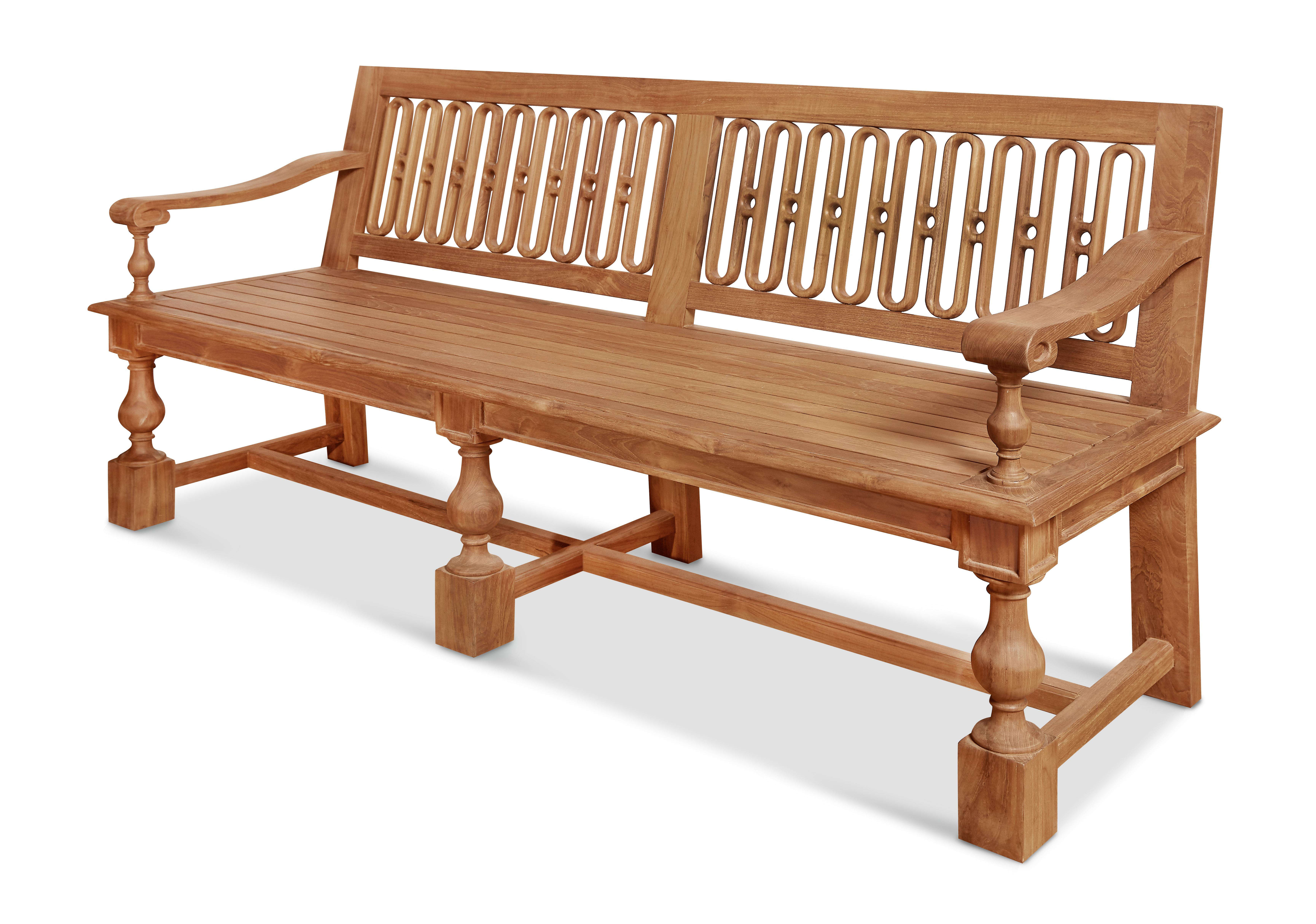 Our Kingston bench is inspired by the artistry of polymath William Kent and the historic benches of Versailles. Rooted in the 18th century but streamlined in teak wood for the 21st, ours incorporates beautifully turned legs, arms and impressive