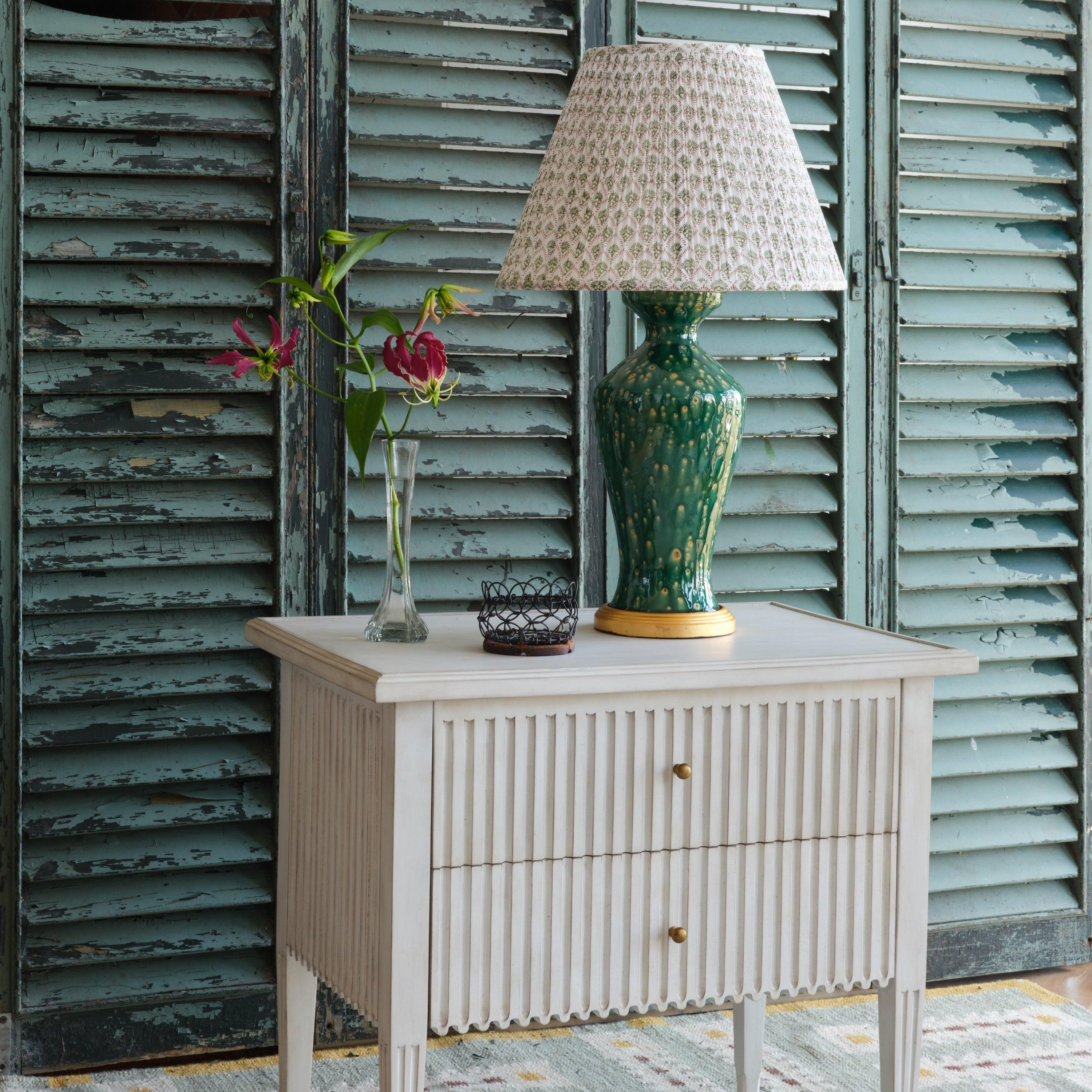 Vietnamese Bunny Williams Home Lagoon Ceramic Lamp (Green) For Sale
