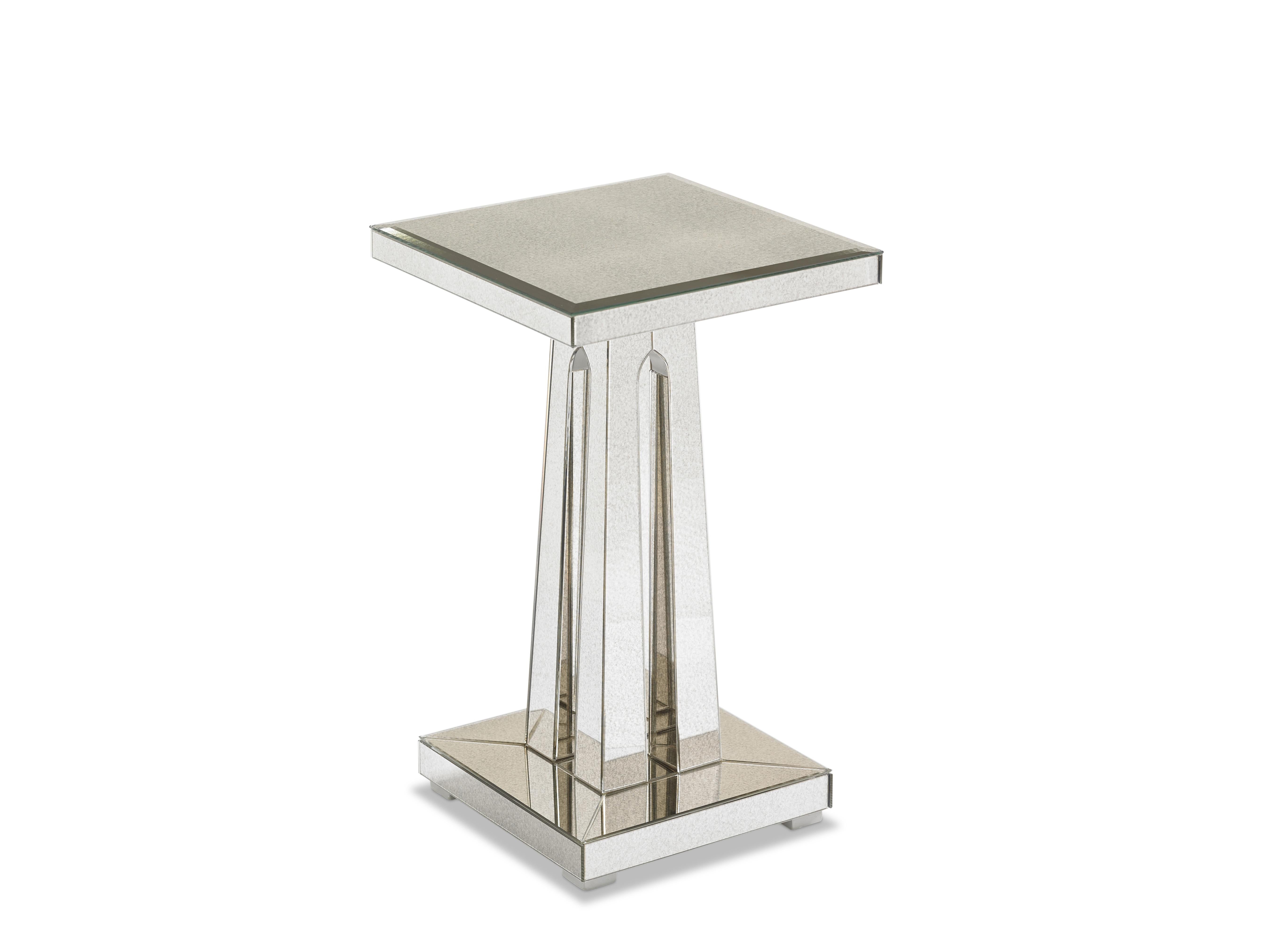 Mirrored furniture is a great way to make even the smallest of rooms feel big and airy, thanks to its light reflecting abilities. This table, finished in antique mirror, will sink into a room and the square top and pedestal base means it’s the