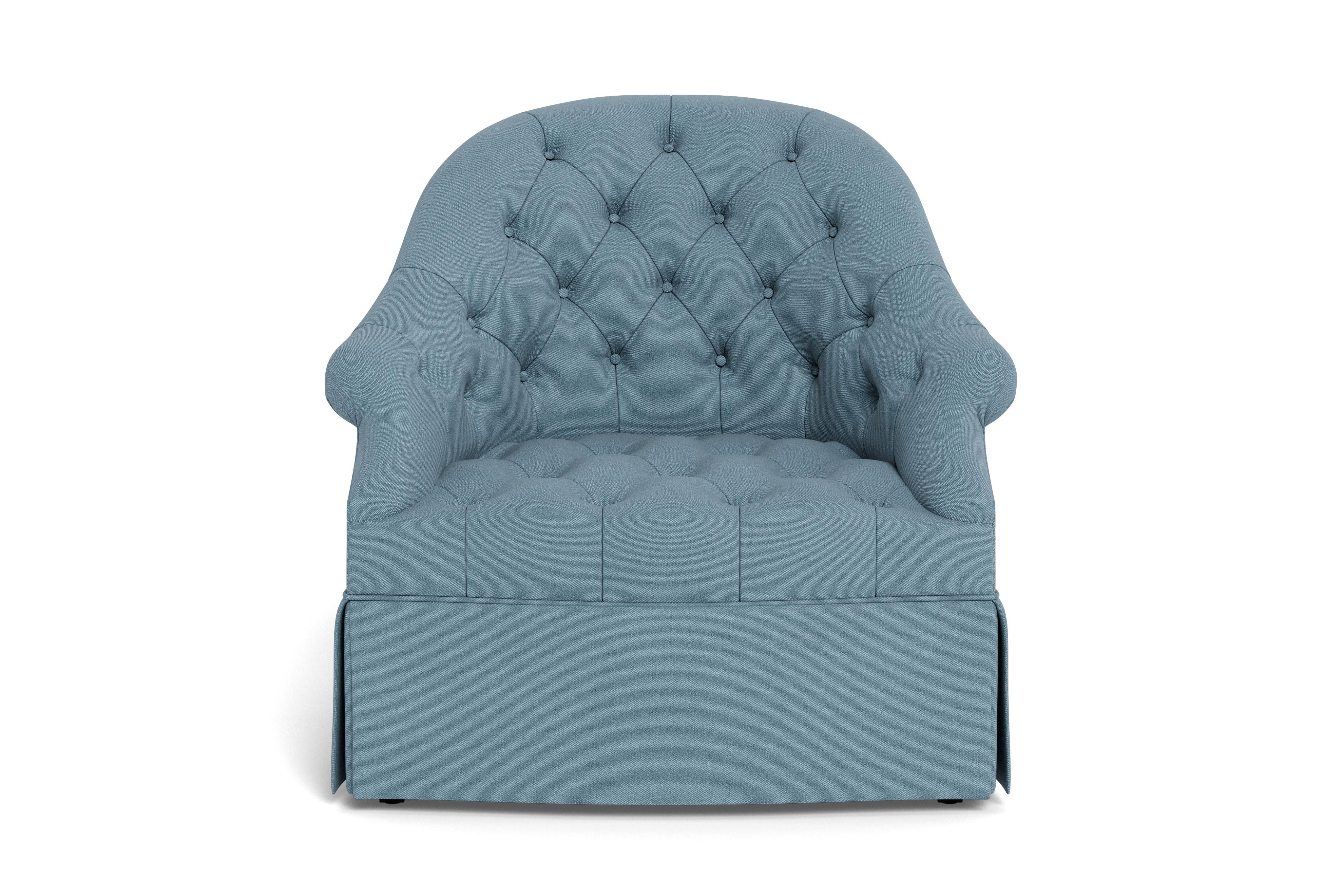 Bunny believes that every room should showcase a mix of upholstery with legs and with skirts to add texture and interest. So we've transformed our popular T42 Chair with an elegant skirt. As with our T42 Chair, you'll find it hard to resist its soft
