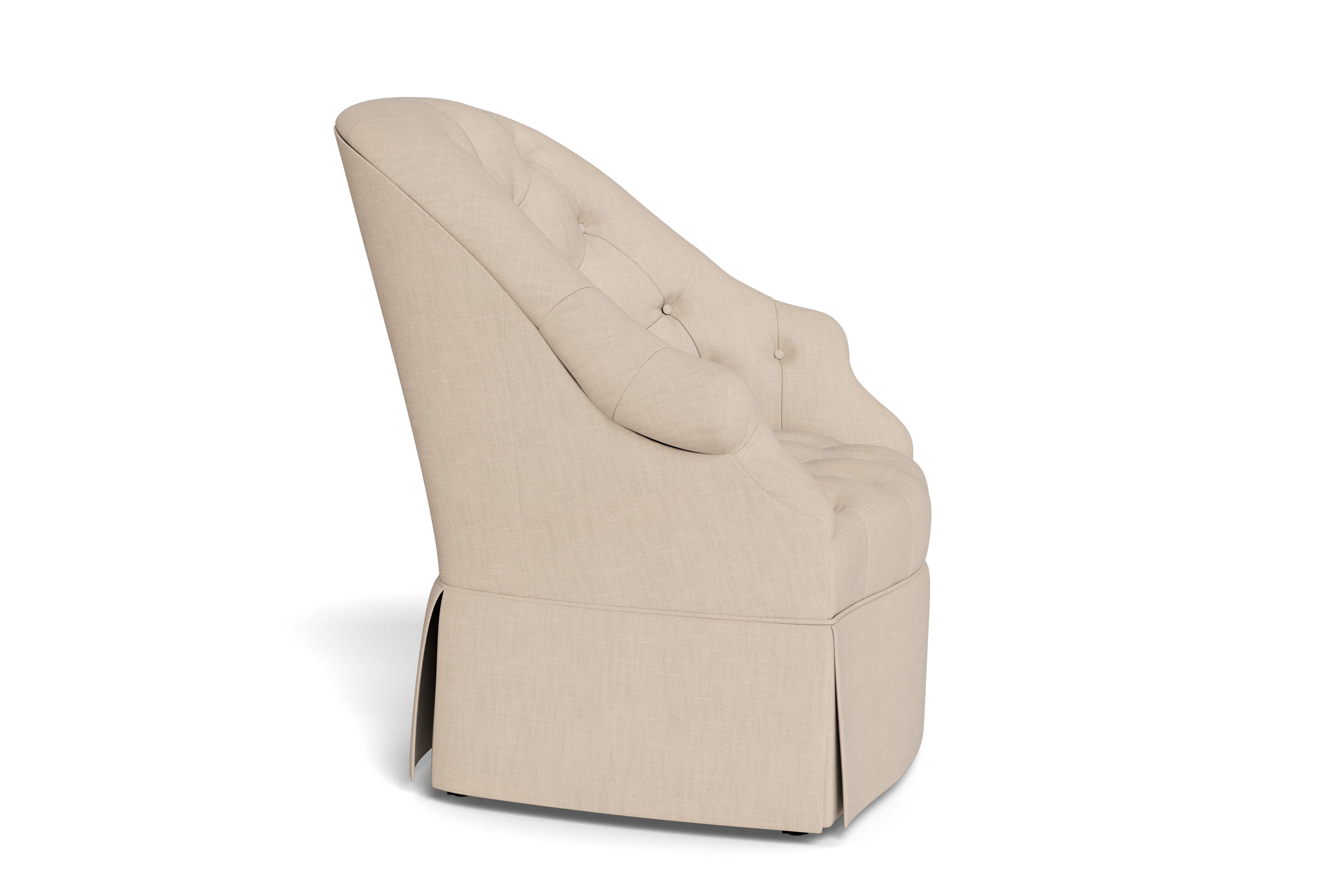 Bunny Williams Home Olivia Armchair, Solid Performance Linen/Sand In New Condition For Sale In New York, NY