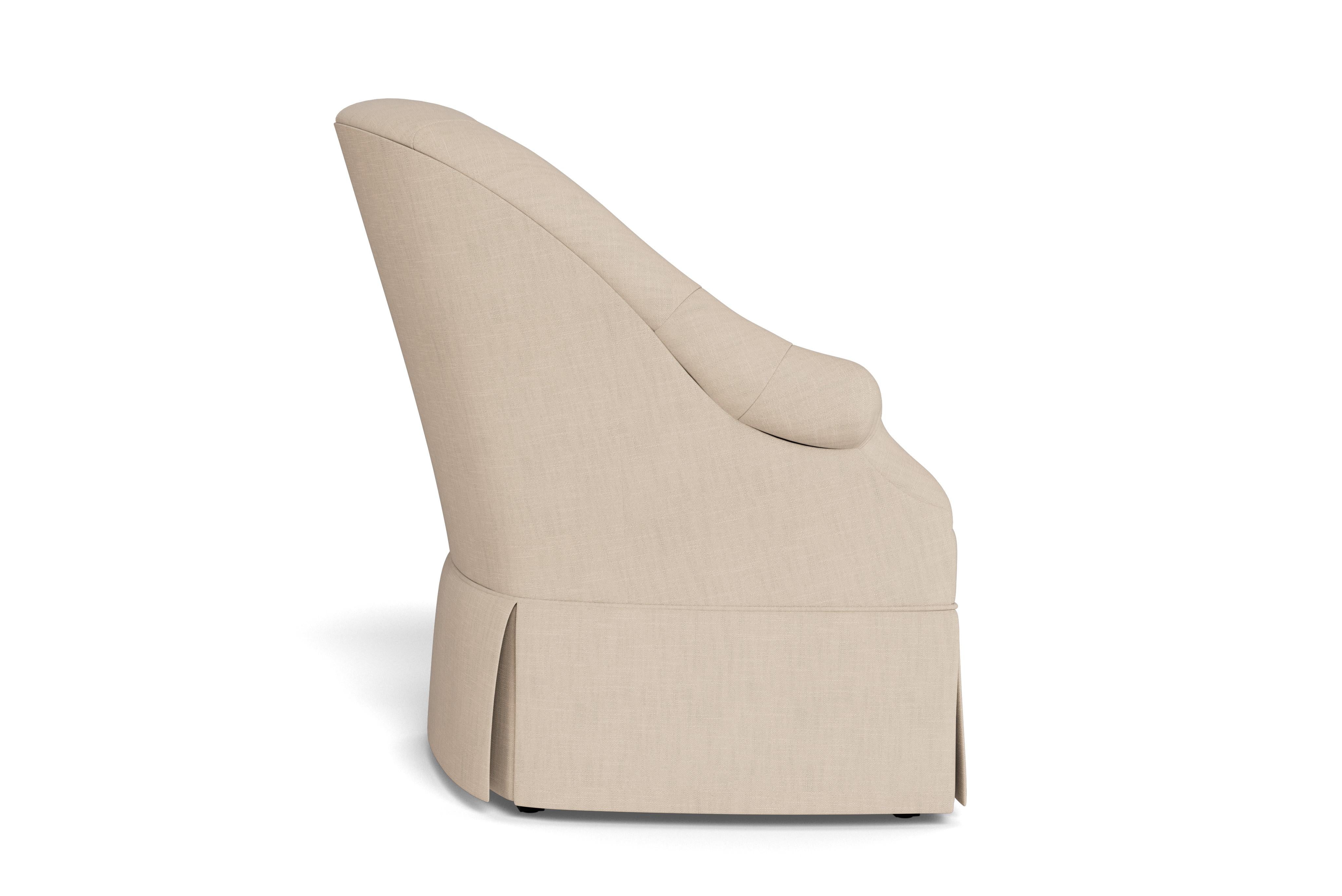 Contemporary Bunny Williams Home Olivia Armchair, Solid Performance Linen/Sand For Sale