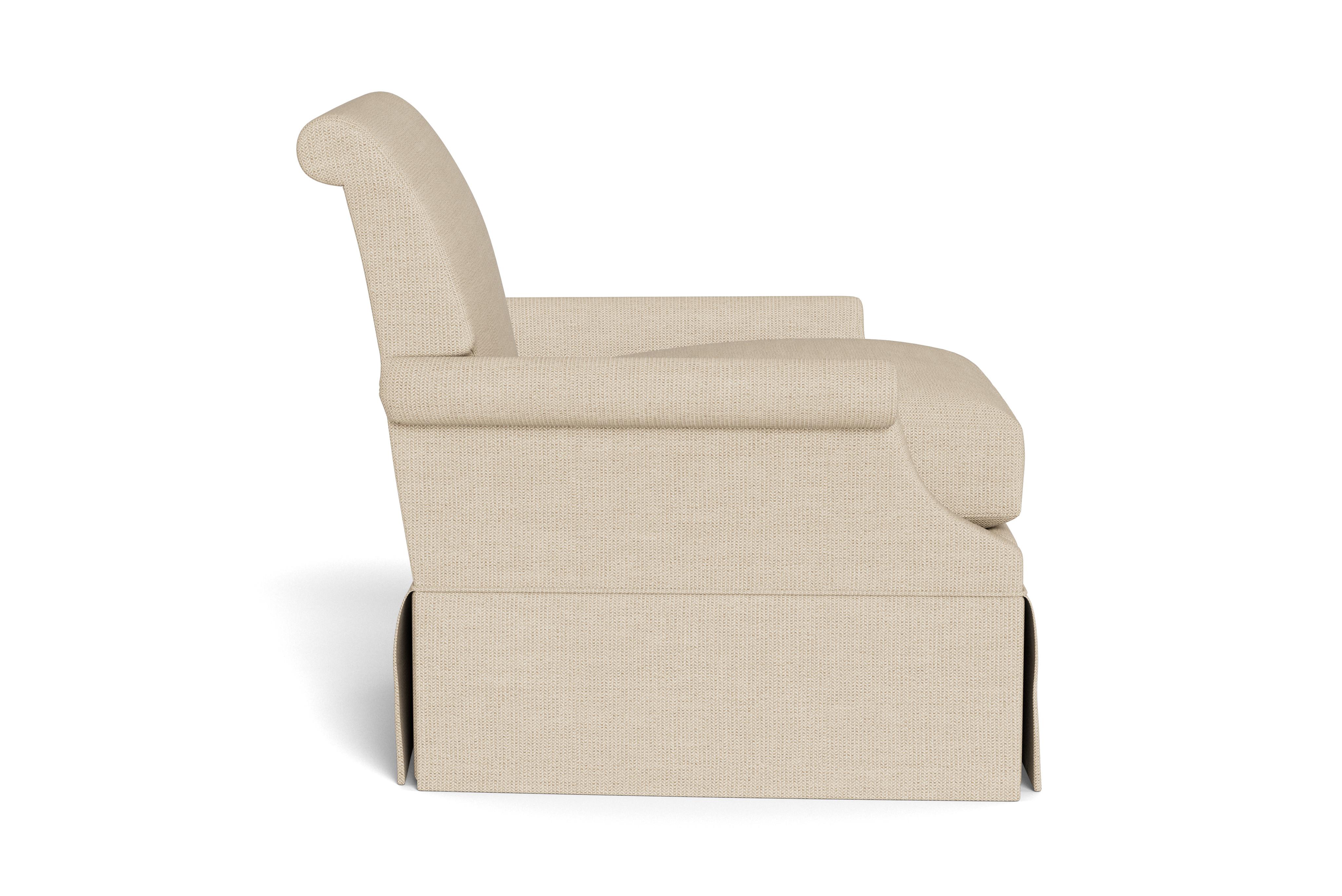 Bunny Williams Home Origo Armchair, Performance Herringbone Chenille/Natural In New Condition For Sale In New York, NY