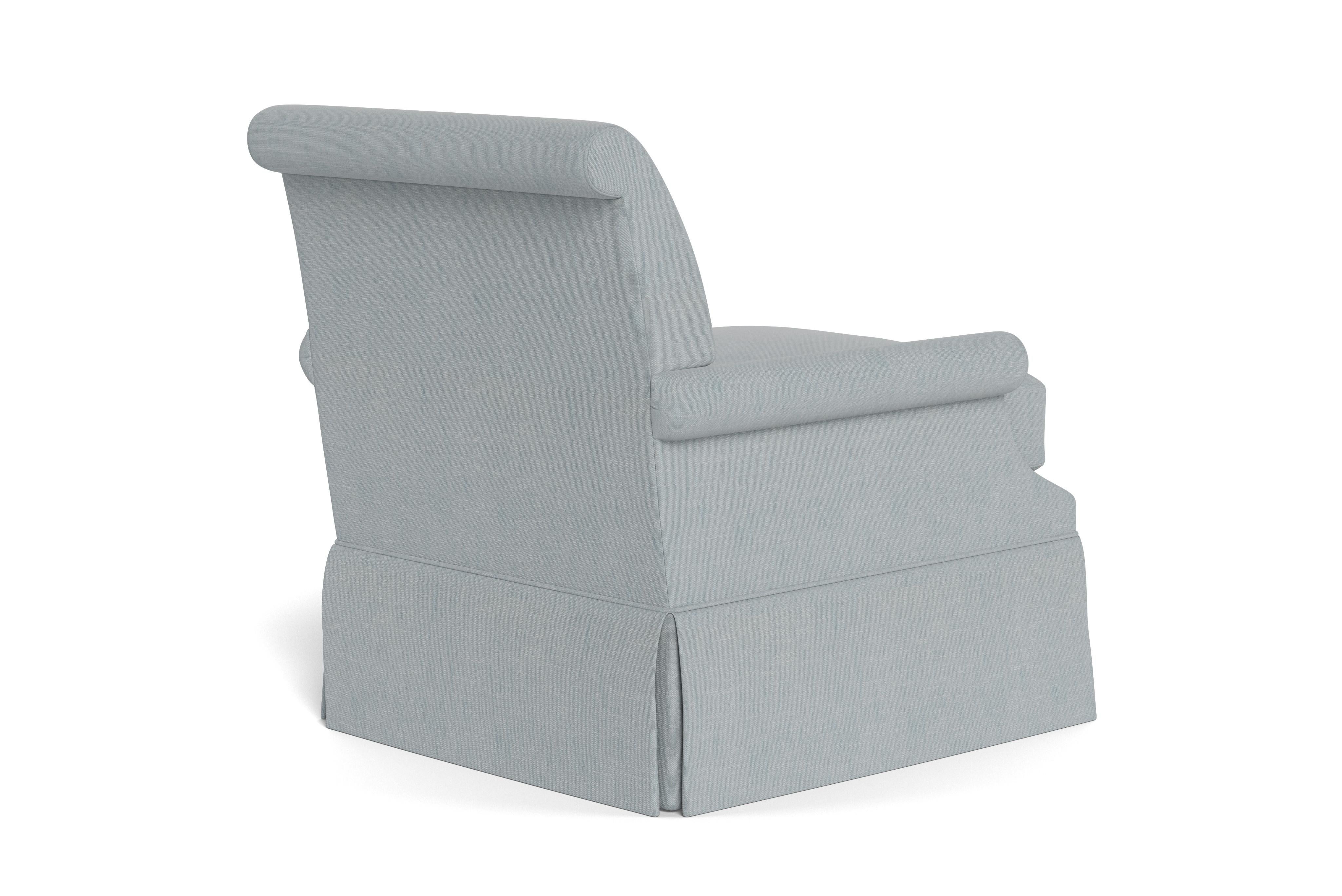 Contemporary Bunny Williams Home Origo Armchair, Solid Performance Linen/Sky For Sale