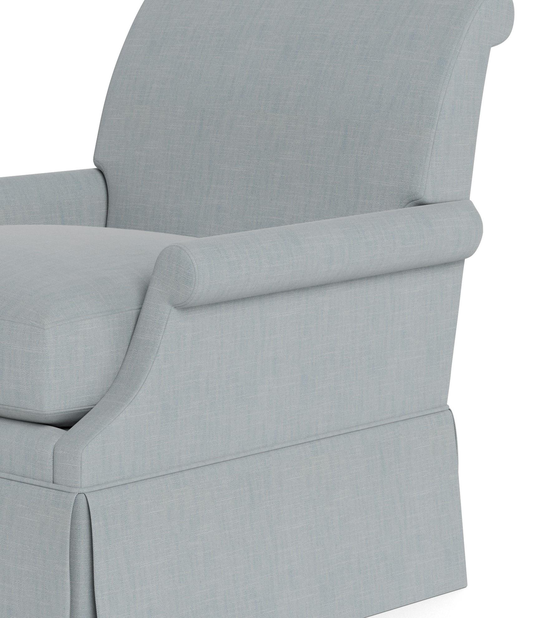 Bunny Williams Home Origo Armchair, Solid Performance Linen/Sky For Sale 1