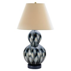 Bunny Williams Home, Small Pheasant Feather Lamp 'Blue with Blue Base'