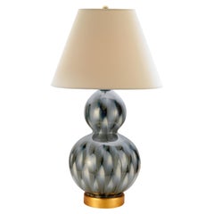 Bunny Williams Home, Small Pheasant Feather Lamp, 'Blue with Gold Base'
