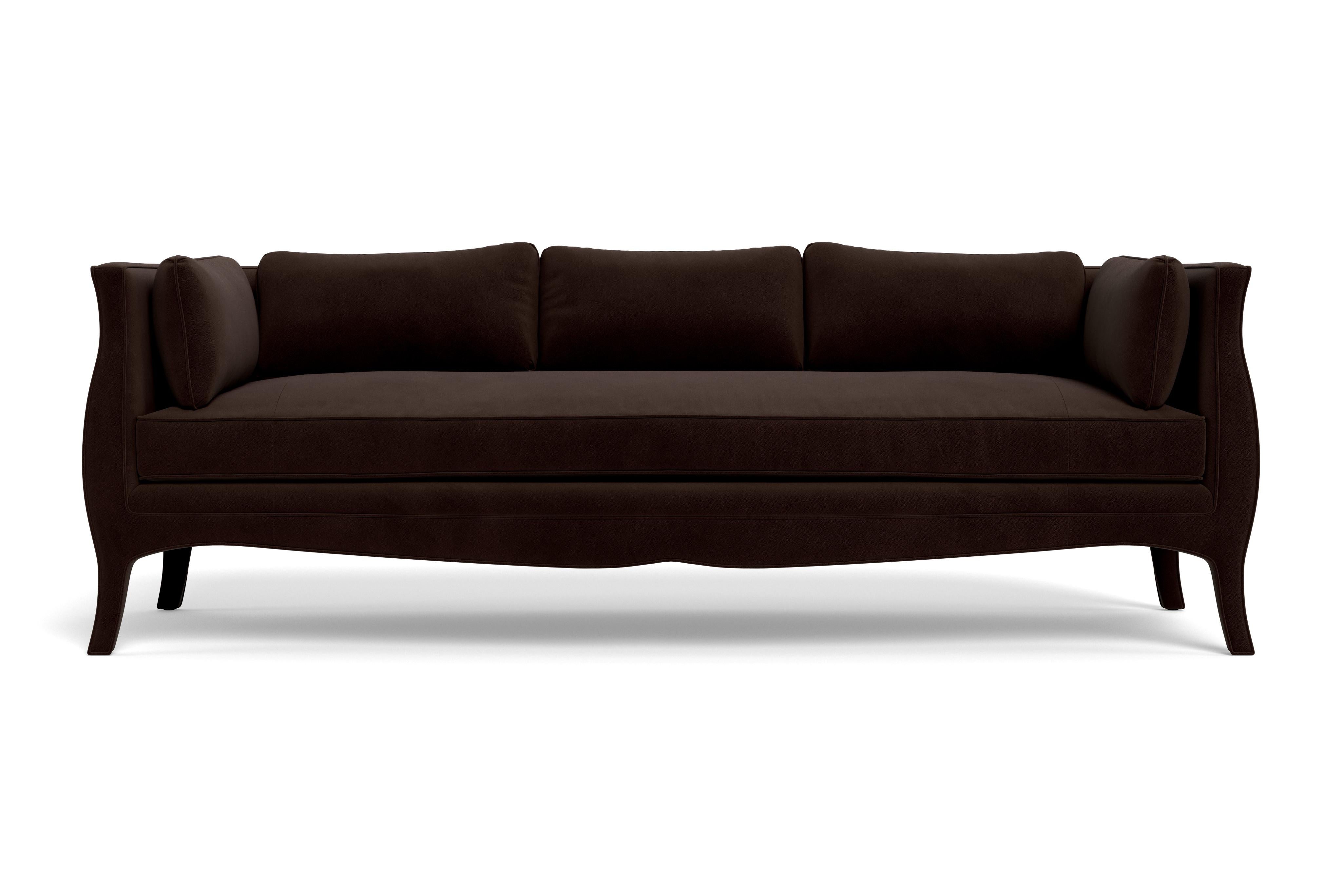 This piece, with its pretty lines and long, low form, is so tempting to sink into and when you do you’ll appreciate the irresistible softness, deep plush seat and perfectly sized plump cushions that envelop you. Ideal entertaining an intimate crowd,