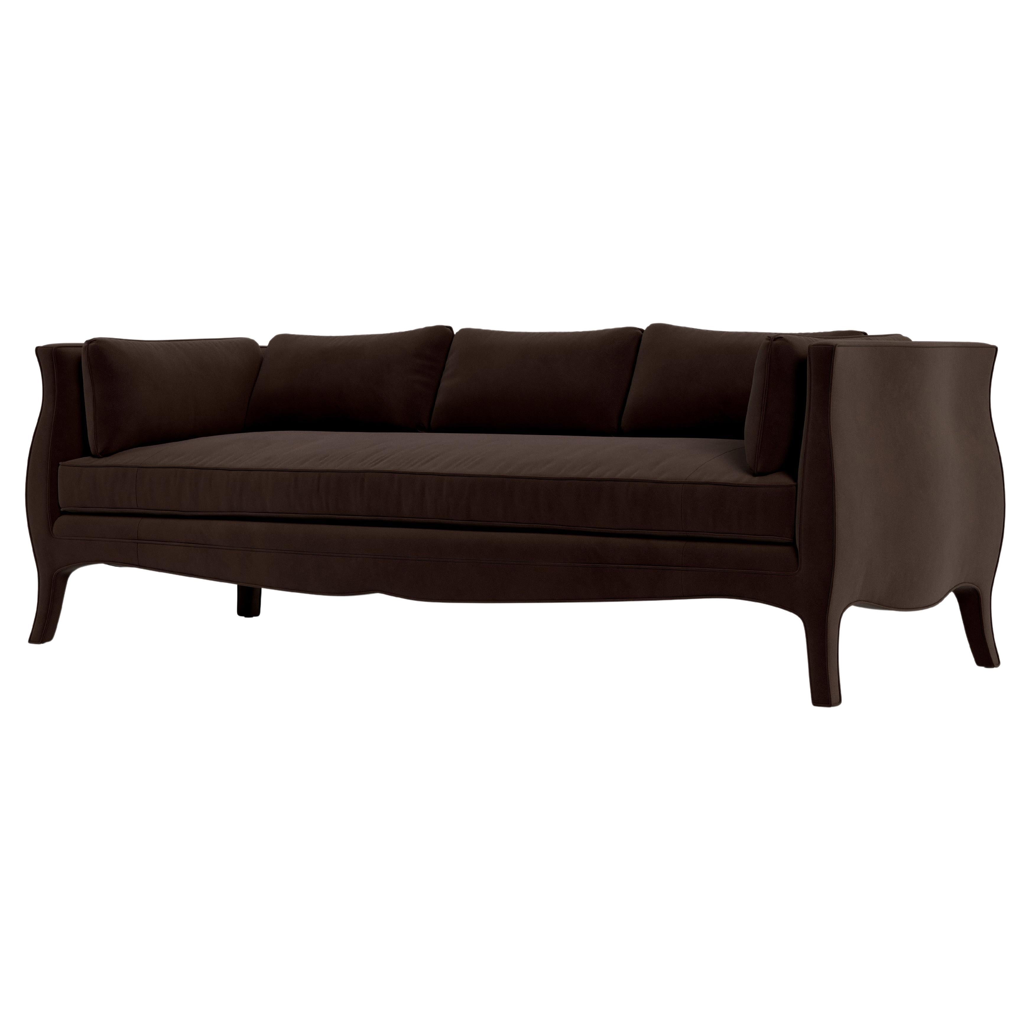 Bunny Williams Home Southern Belle Sofa 82", Solid Performance Velvet/Espresso For Sale