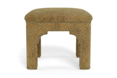Bunny Williams Home Taj Stool, Leopard Chenille/Natural
