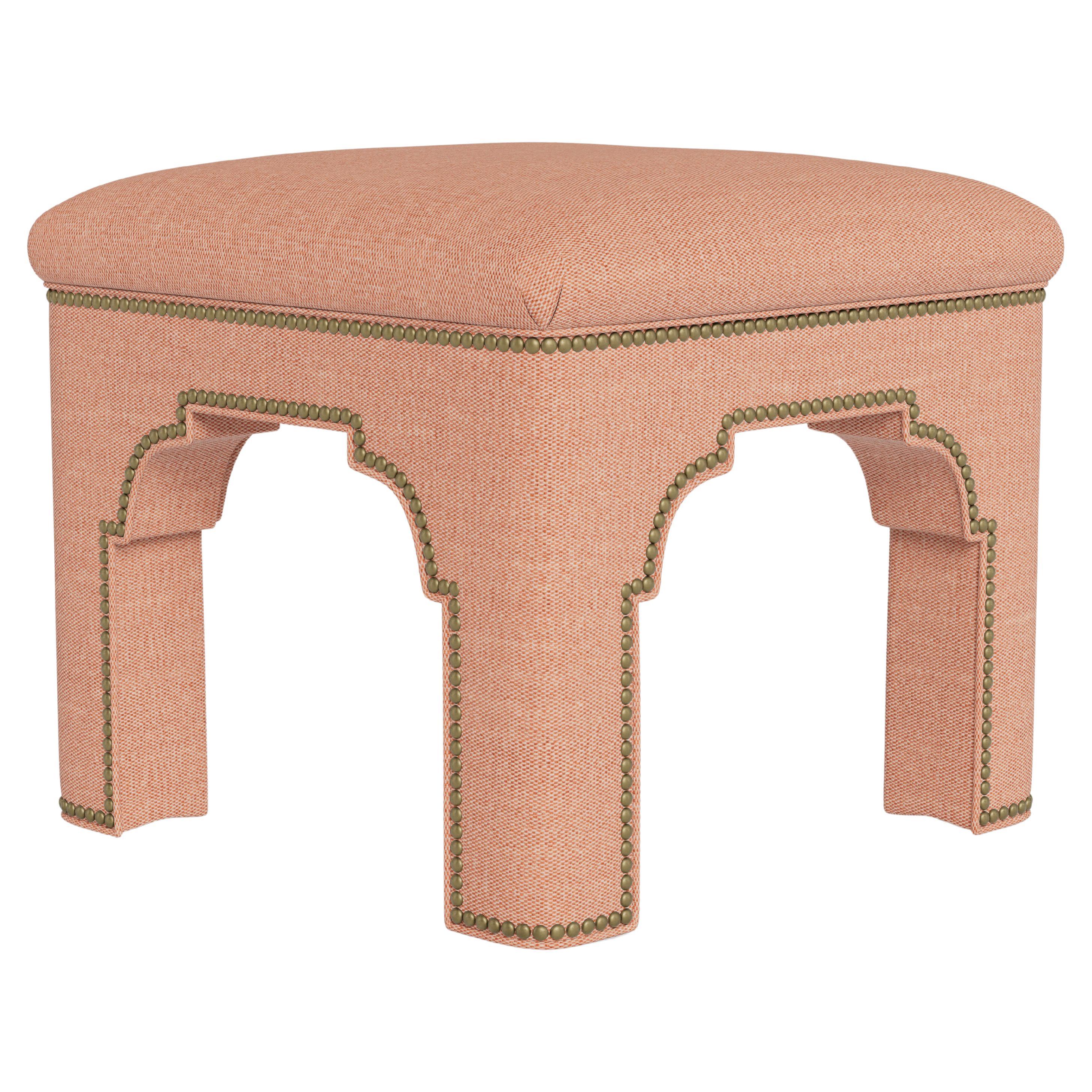 Bunny Williams Home Taj Stool, Performance Woven/Adobe For Sale