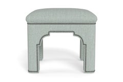 Bunny Williams Home Taj Stool, Performance Woven/Sea Foam