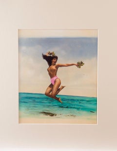 Hand Colored Bettie Page Ocean Frolic