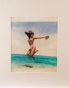 Vintage Hand Colored Bettie Page Ocean Frolic