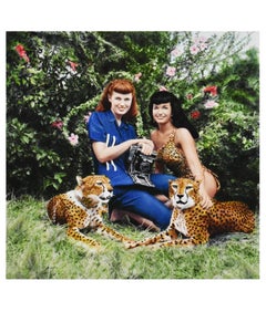 Vintage Bettie Page and Cheetahs at Africa USA, Boca Raton, Florida, 1954