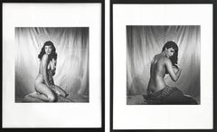 Bettie Page Clutching Robe and Bettie Page Brushing Hair. Diptych
