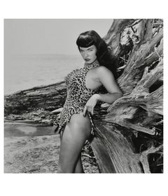 Vintage Bettie Page with Driftwood, Key Biscayne, FL, 1954 (Framed)