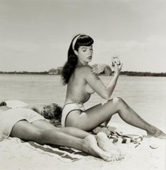 Vintage Bettie Page with Friends, Applying Suntan Lotion