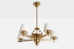 Bünte & Remmler, Chandelier, Brass, Fabric, Germany, 1930s