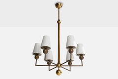 Bünte & Remmler, Chandelier, Brass, Fabric, Germany, 1930s