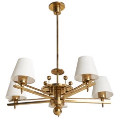 Bünte & Remmler, Chandelier, Brass, Fabric, Germany, 1930s