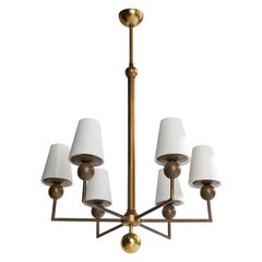 Bünte & Remmler, Chandelier, Brass, Fabric, Germany, 1930s