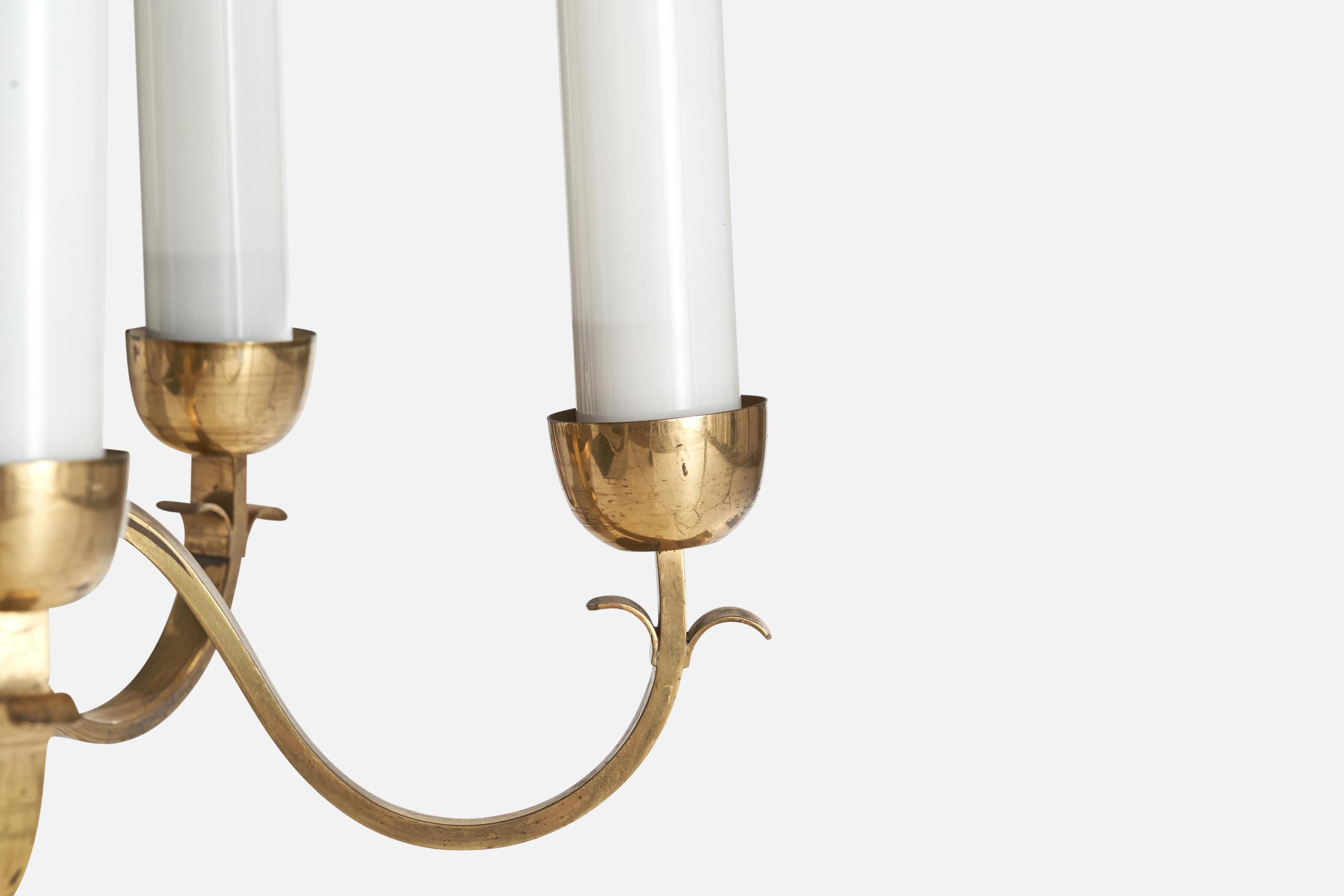 Bünte & Remmler, Chandelier, Brass, Glass, Germany, 1920s For Sale 6