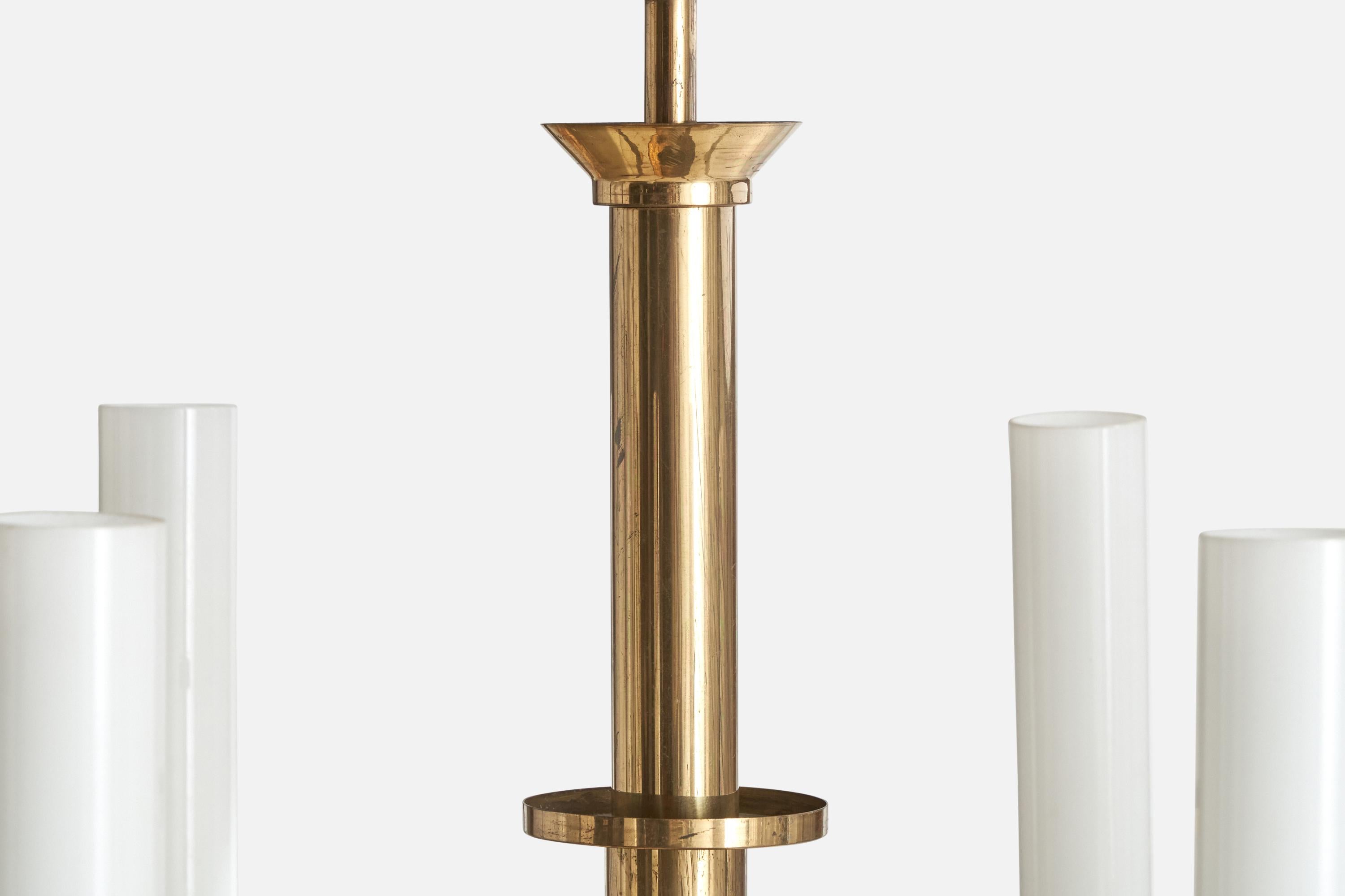 Bünte & Remmler, Chandelier, Brass, Glass, Germany, 1920s For Sale 7