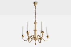 Bünte & Remmler, Chandelier, Brass, Glass, Germany, 1920s