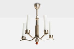 Bünte & Remmler, Chandelier, Nickel, Glass, Wood, Germany, 1920s