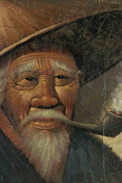 Mann mit Pfeife – Gemälde der Gebrüder Buntoon – 1970er Jahre