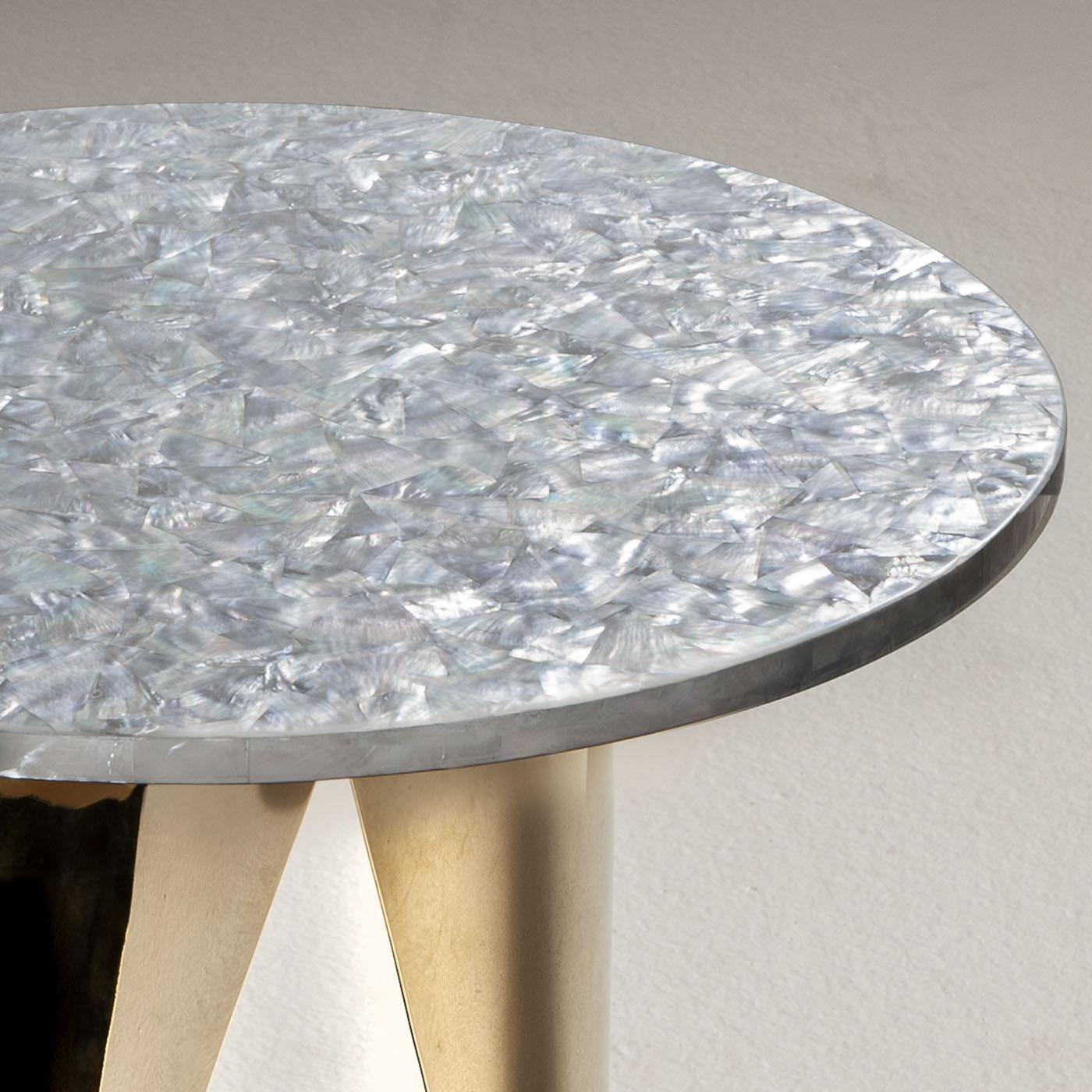 Italian Buonanotte Round Nacre & Golden Side Table by Obsydian Stone For Sale