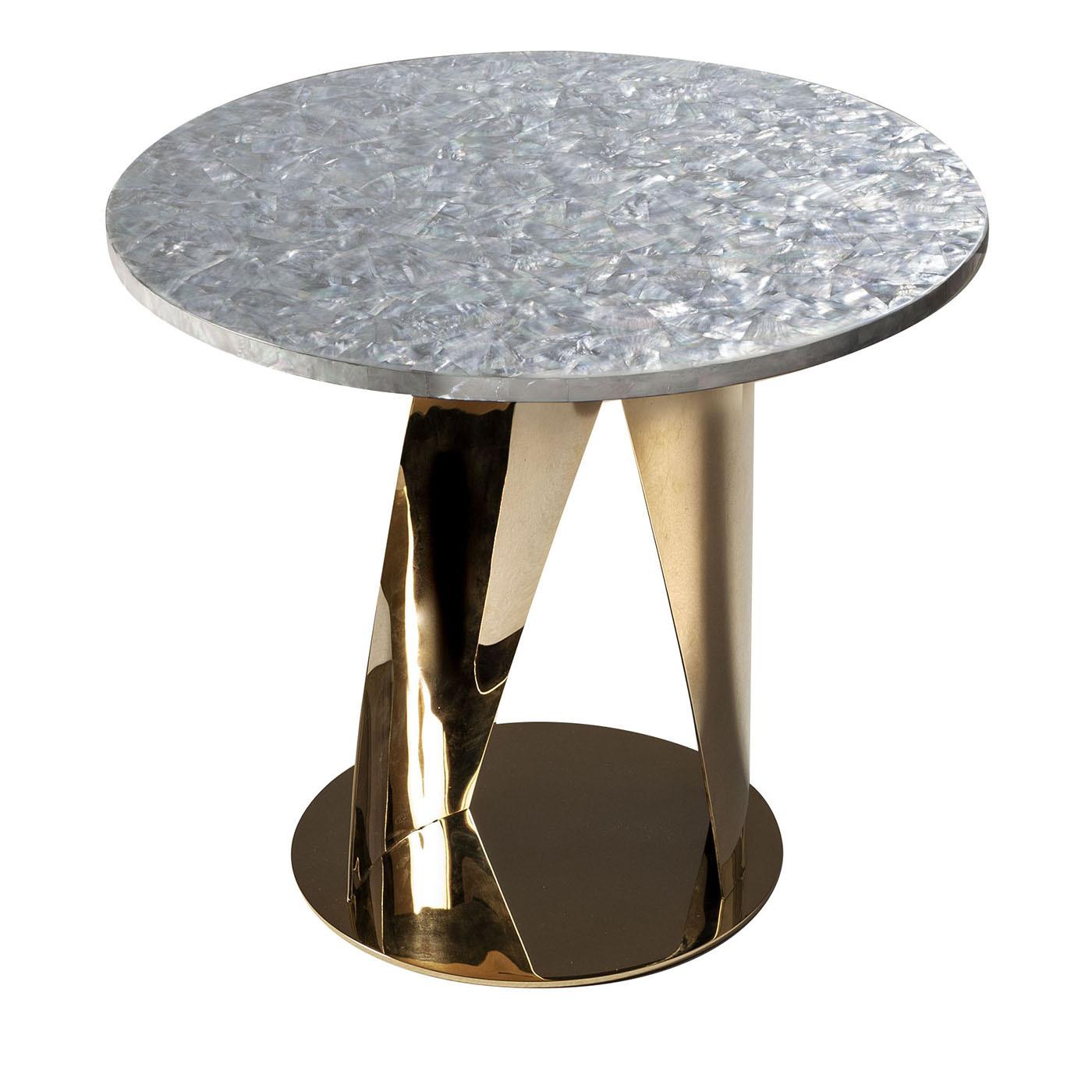 Buonanotte Round Nacre & Golden Side Table by Obsydian Stone In New Condition For Sale In Milan, IT