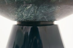 Buoy Side Table Set, Vermont Green and Carrara Marble, Dark Lacquer