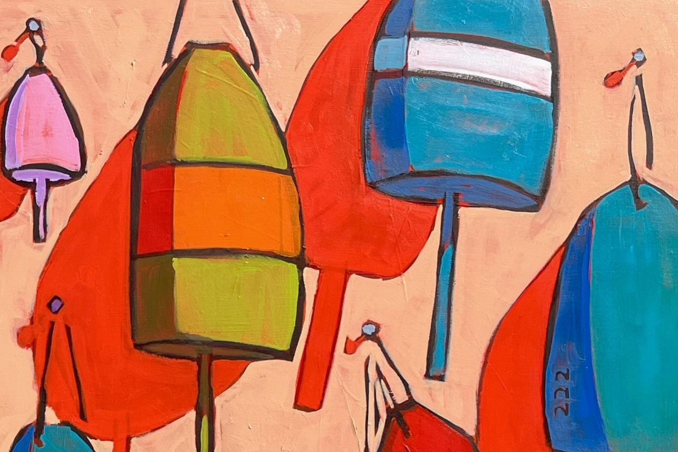 American Buoys by James Mattison, 36x48, Oil on Wood Canvas, 2024 For Sale