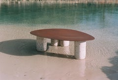 Buque Sculptural Coffee Table in Terrazzo and Oxidized Steel