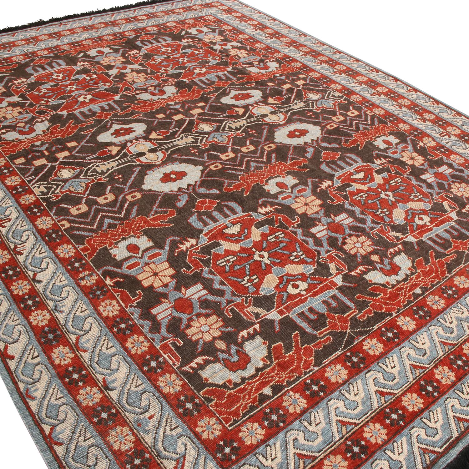 Hand knotted with high-quality wool in India, this rug originates from Rug & Kilim’s premier Burano collection, presenting a kaleidoscopic field symmetry highlighting the intricacy of this design as well as its bold-on-gentle blend of a unique
