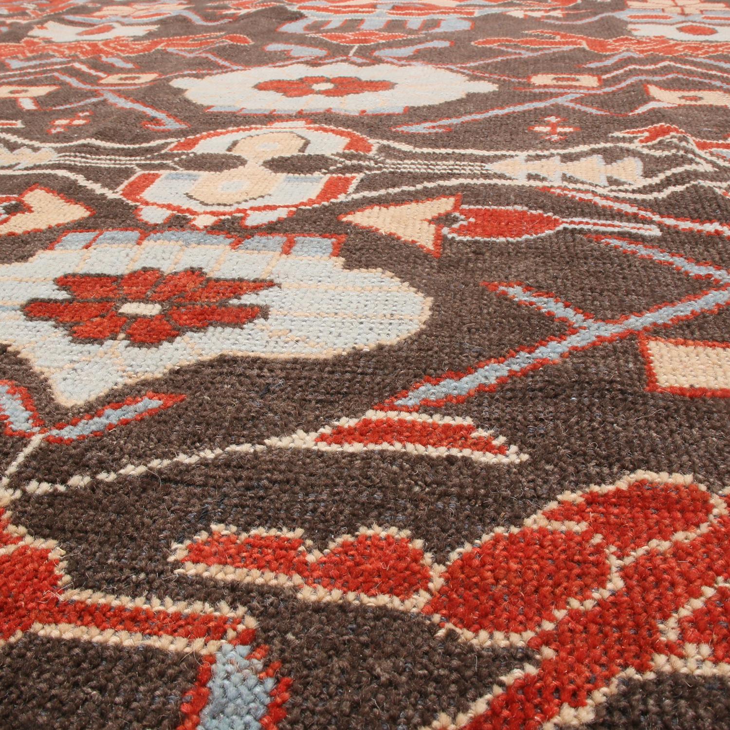 Rug & Kilim's Burano Blue and Burgundy Wool Rug In New Condition For Sale In Long Island City, NY
