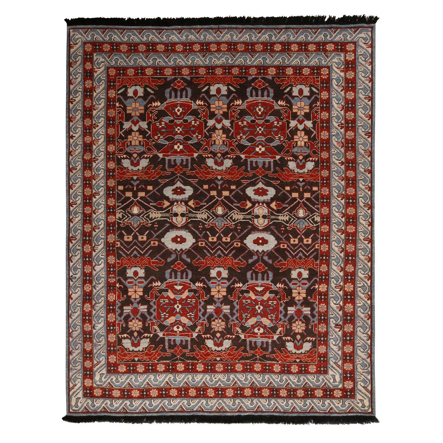 Rug & Kilim's Burano Blue and Burgundy Wool Rug For Sale