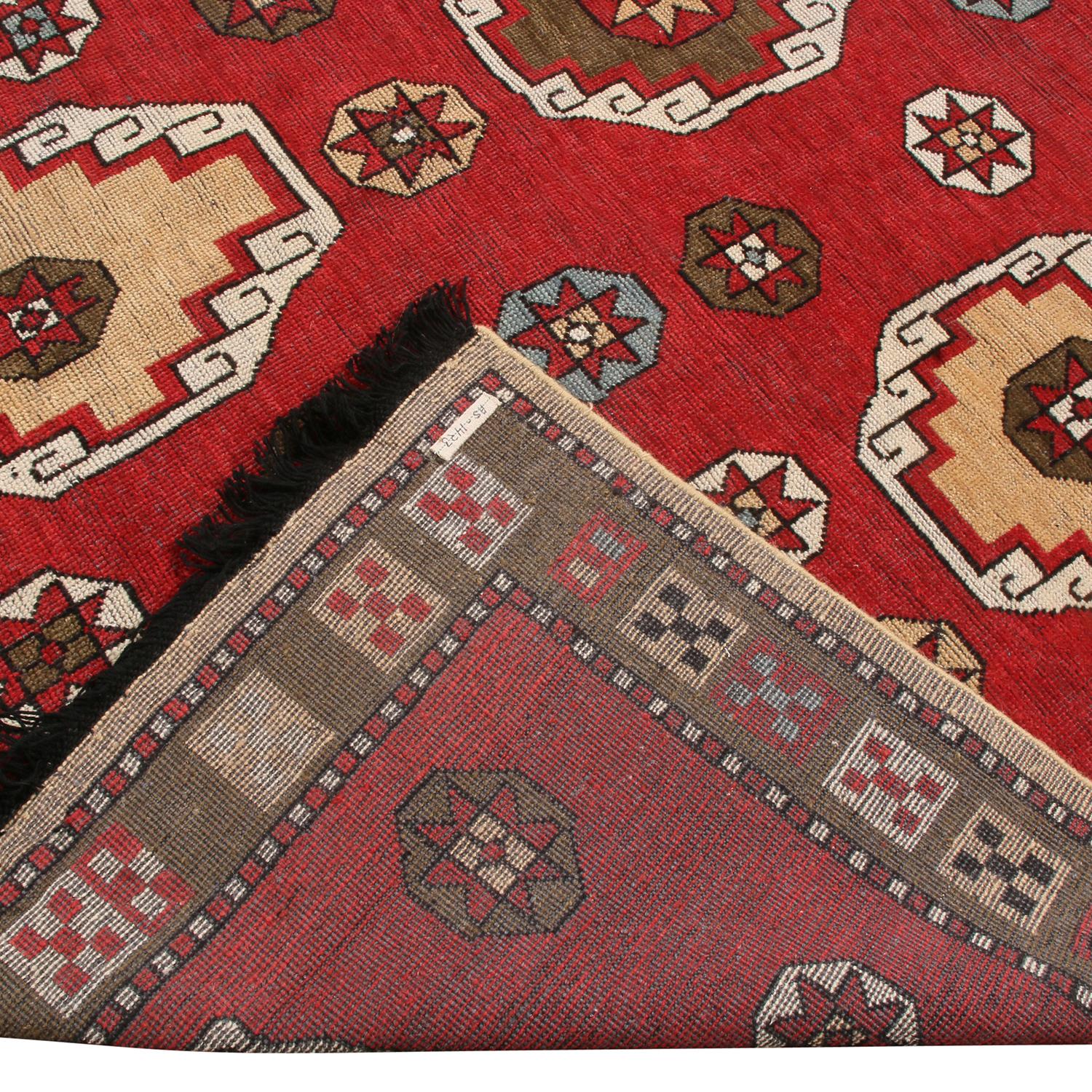 Rug & Kilim's Burano Crimson Red Blue and Yellow Wool Rug In New Condition For Sale In Long Island City, NY