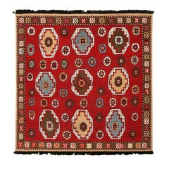 Rug & Kilim's Burano Crimson Red Blue and Yellow Wool Rug