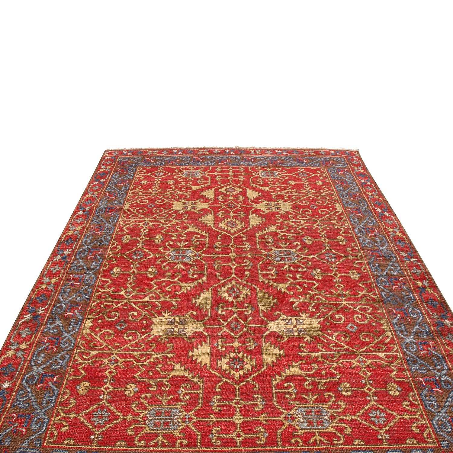 Handgeknüpft aus hochwertiger Wolle aus Indien, stammt dieser geometrische Teppich aus der Burano-Kollektion von Rug & Kilim, die sich in ihrem Design an europäischen Interpretationen der traditionellen türkischen und persischen Schönheit erfreut.