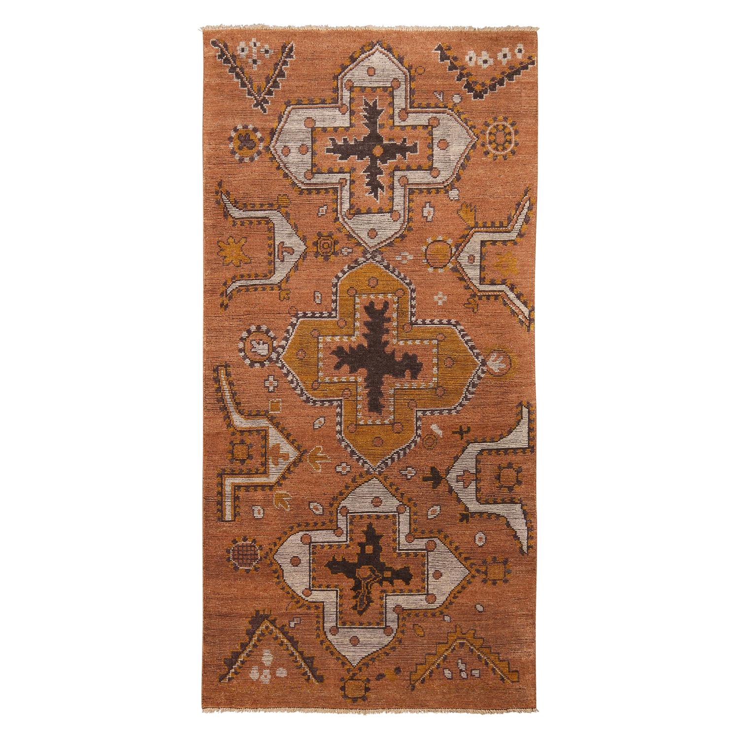 Burano Golden-Orange and Grey Wool Rug For Sale