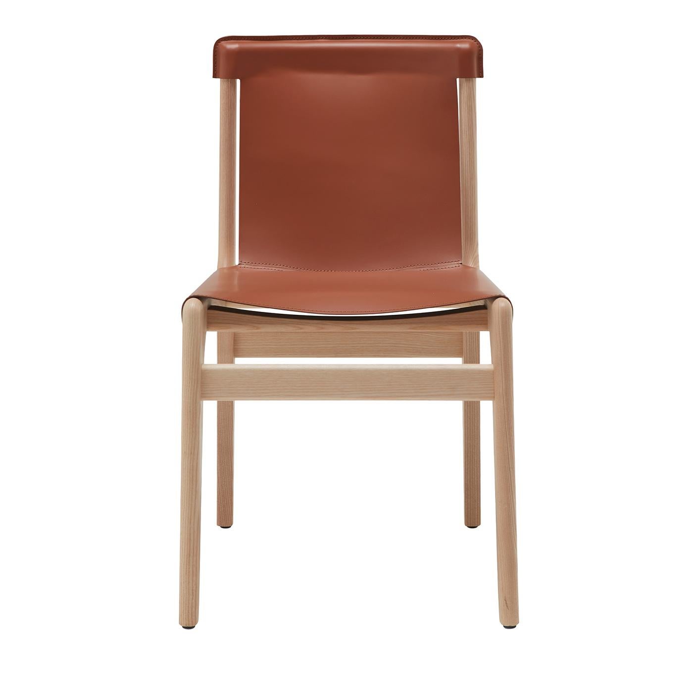 Contemporary Burano Leather Chair by Balutto Associati For Sale