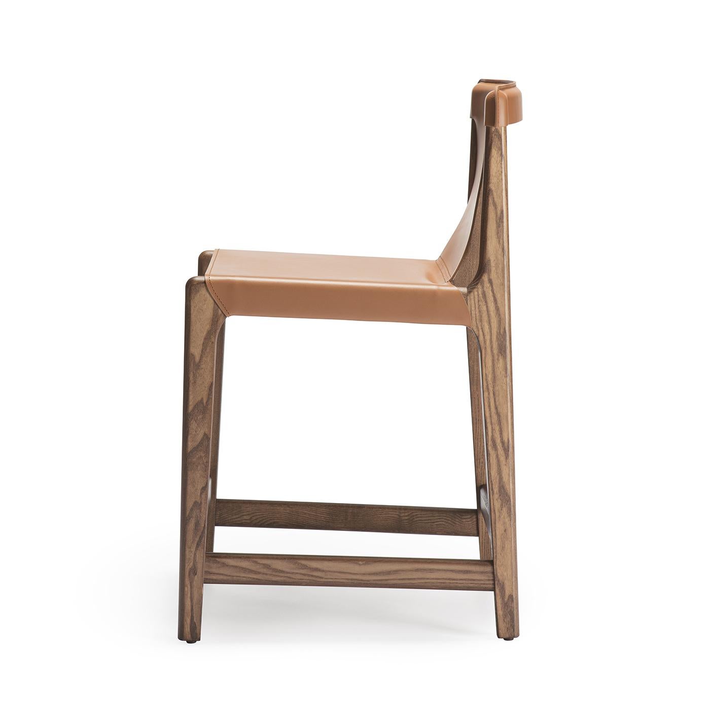 italien Burano/sg 24 Tabouret de comptoir en cuir Brown by Balutto Associati en vente