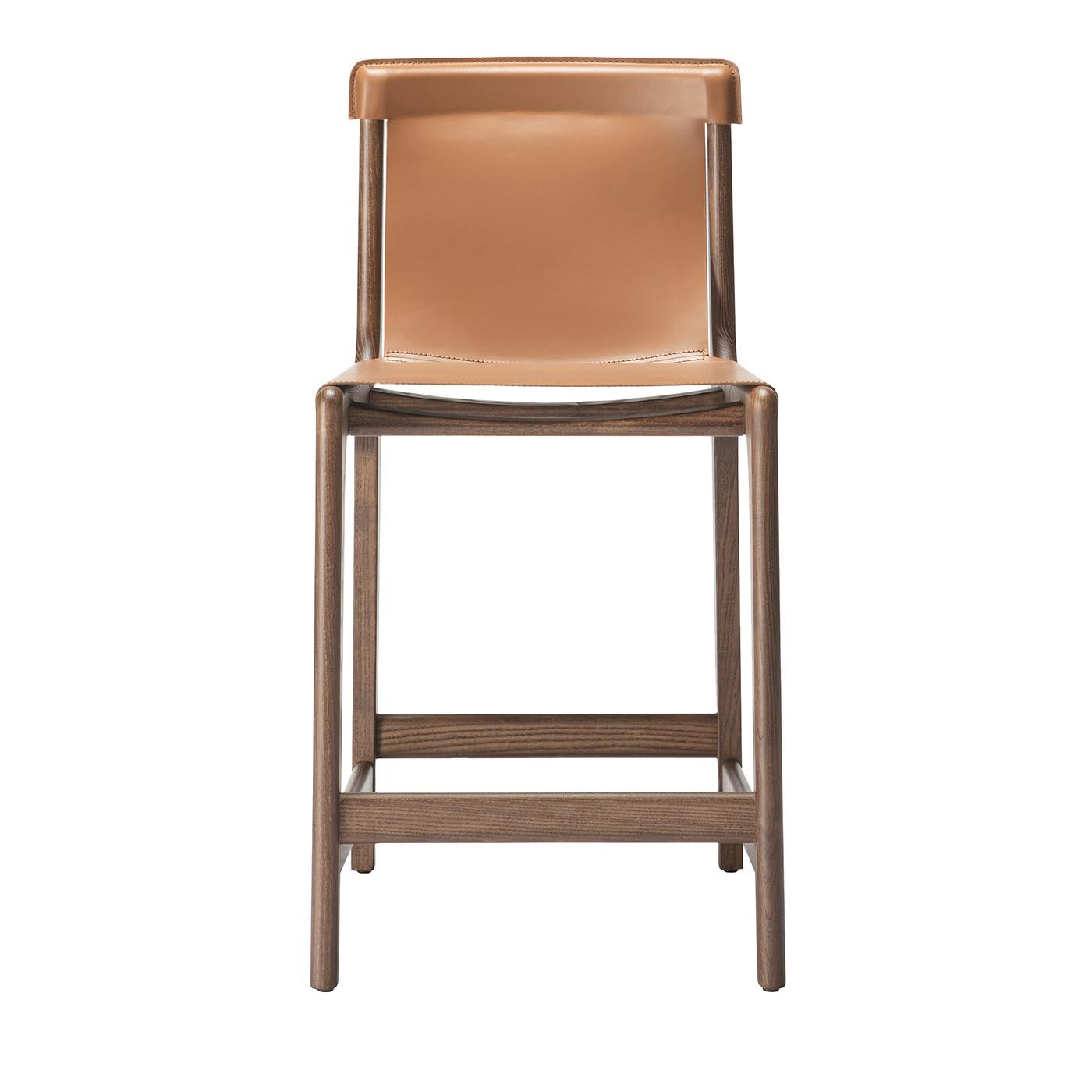 Burano/sg 24 Tabouret de comptoir en cuir Brown by Balutto Associati Neuf - En vente à Milan, IT
