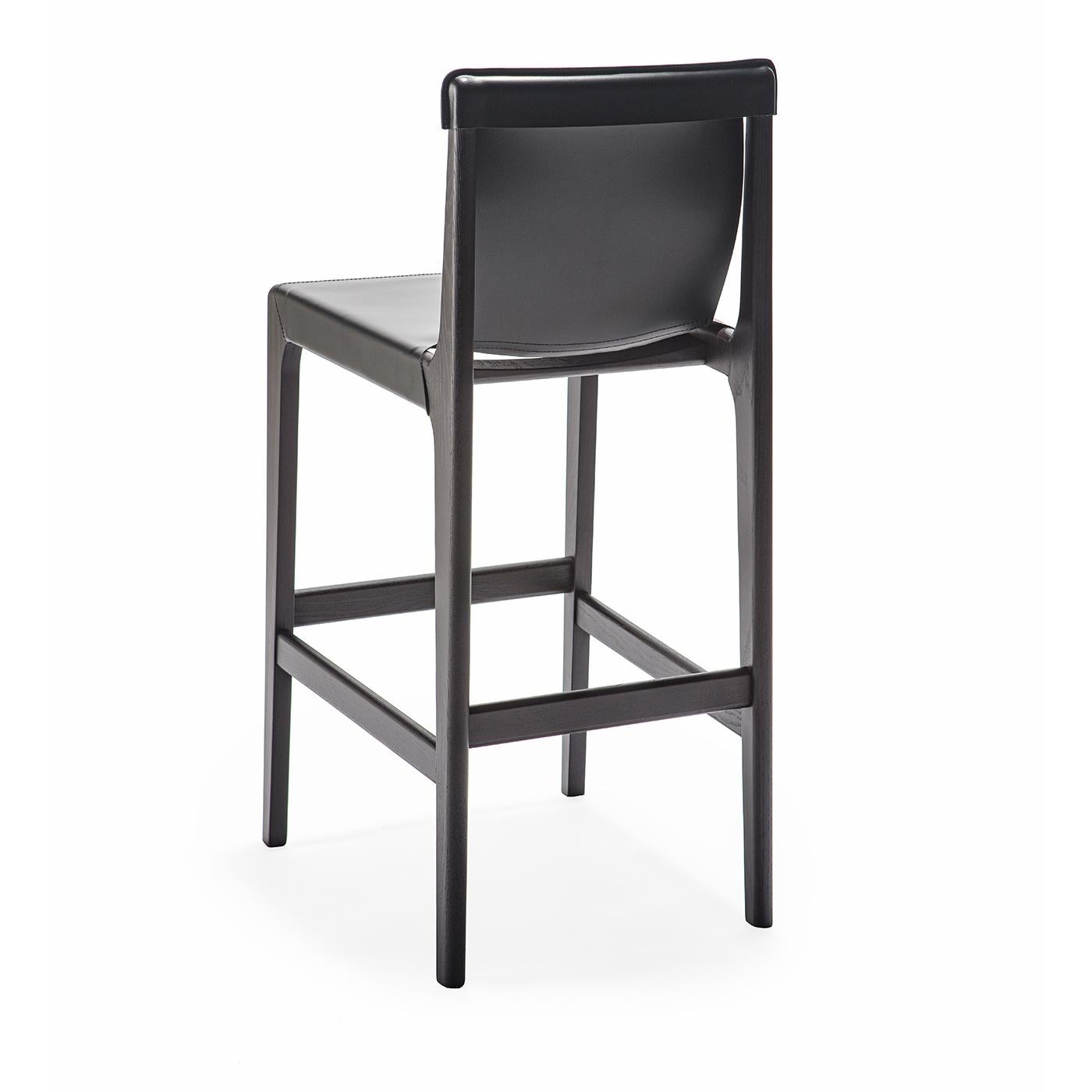 italien Burano/sg 30 Tabouret de bar en cuir noir par Balutto Associati en vente